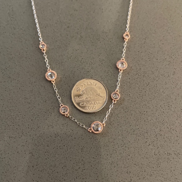 New lia sophia Kinley necklace silver rose gold tones - Picture 4 of 5